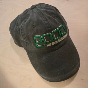 VTG 2000 New Millennium Hat Baseball Cap Denim Adjustable Y2K Retro DAD Strap bk